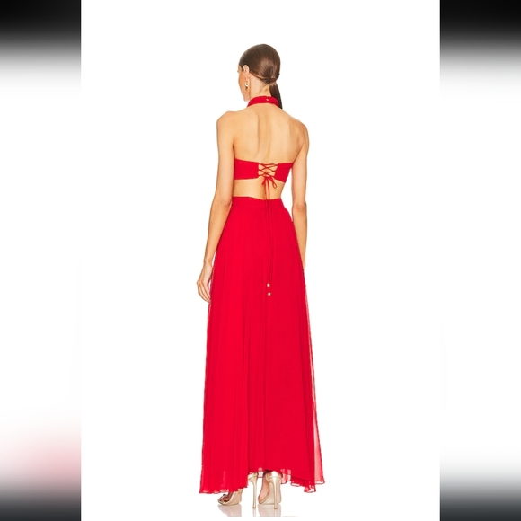 PatBO CUT-OUT HALTERNECK MAXI DRESS - CANDY RED. Size 6 - Picture 7 of 16